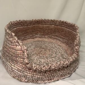 Pink and Brown Curved Accent Basket with Luxurious Shimmer